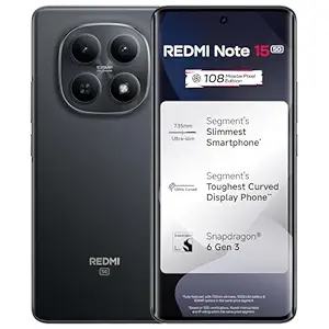 redmi note 15 5g (black, 8gb ram 256gb storage) | 108mp ois camera | snapdragon 6 gen 3 | 17.2cm tough curved amoled screen | segment's slimmest phone | 5520mah battery | 45w fast charging